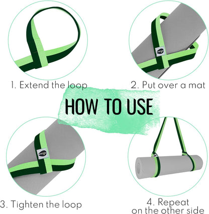 TECEUM Yoga Mat Strap – 30+ Colors – Adjustable Mat Holder Sling Carrier for All Mats [Mat Not Included]