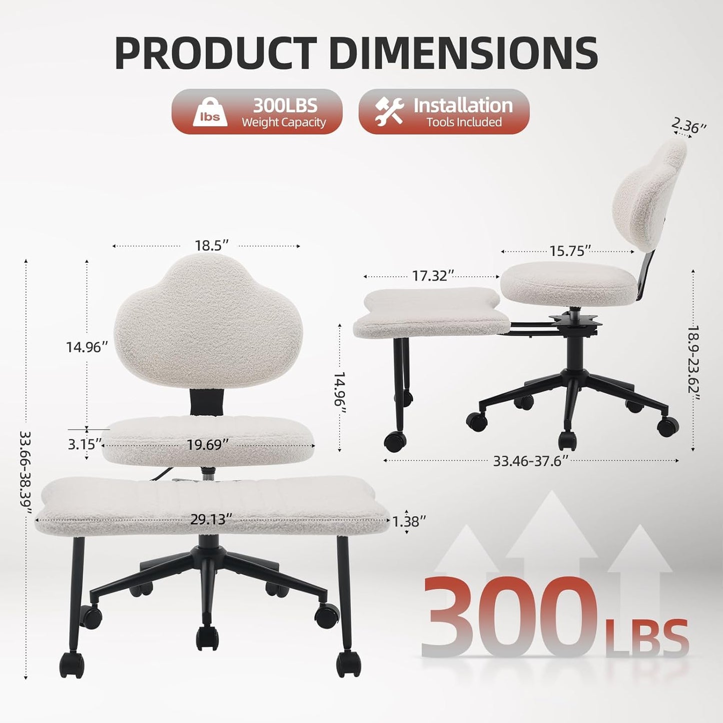 Ergonomic Cross Legged Chair, 360° Swivel Meditation Chair with Wheels, Height Adjustable Seat for Meditation, ADHD & Yoga, PU Leather Yoga Stool for Home Office, Black