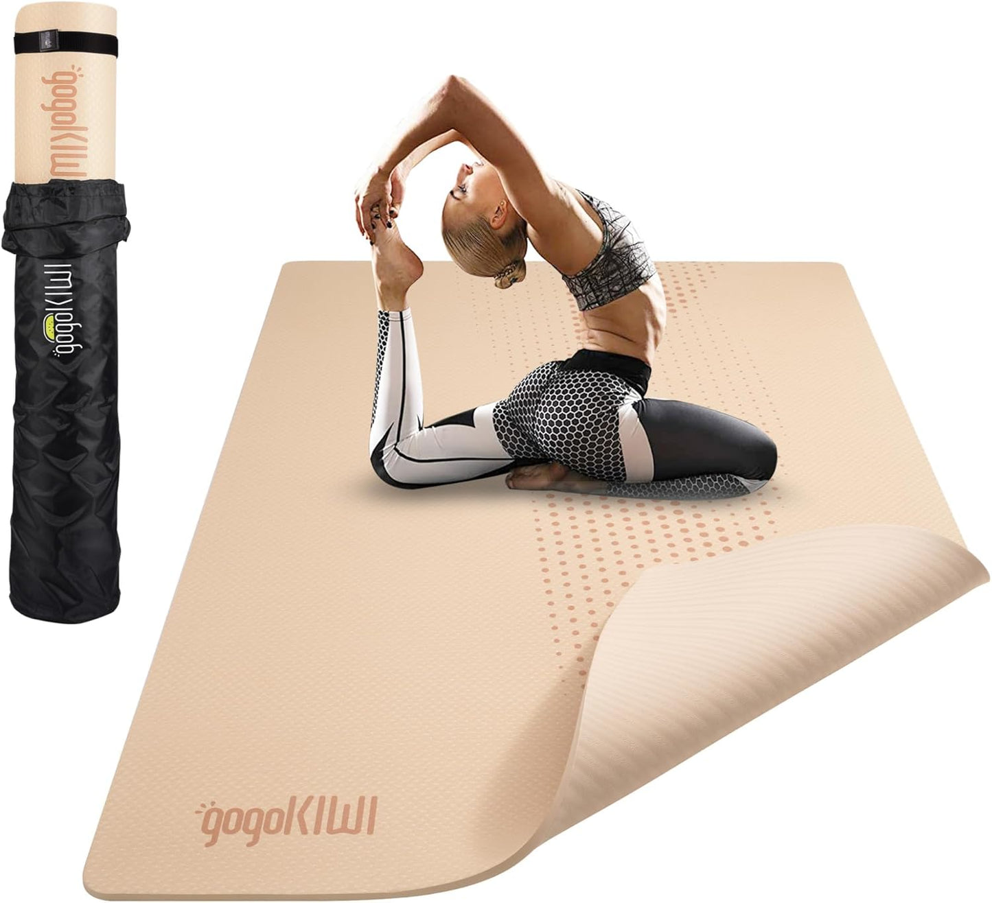 Gogokiwi Large Yoga Mat (6'x4') – 1/4" & 1/2" Thick Exercise Mats for Home Workout, Extra Wide Workout Mats for Home Gym, Yoga, Pilates, Stretching, Floor & More