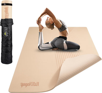 Gogokiwi Large Yoga Mat (6'x4') – 1/4" & 1/2" Thick Exercise Mats for Home Workout, Extra Wide Workout Mats for Home Gym, Yoga, Pilates, Stretching, Floor & More