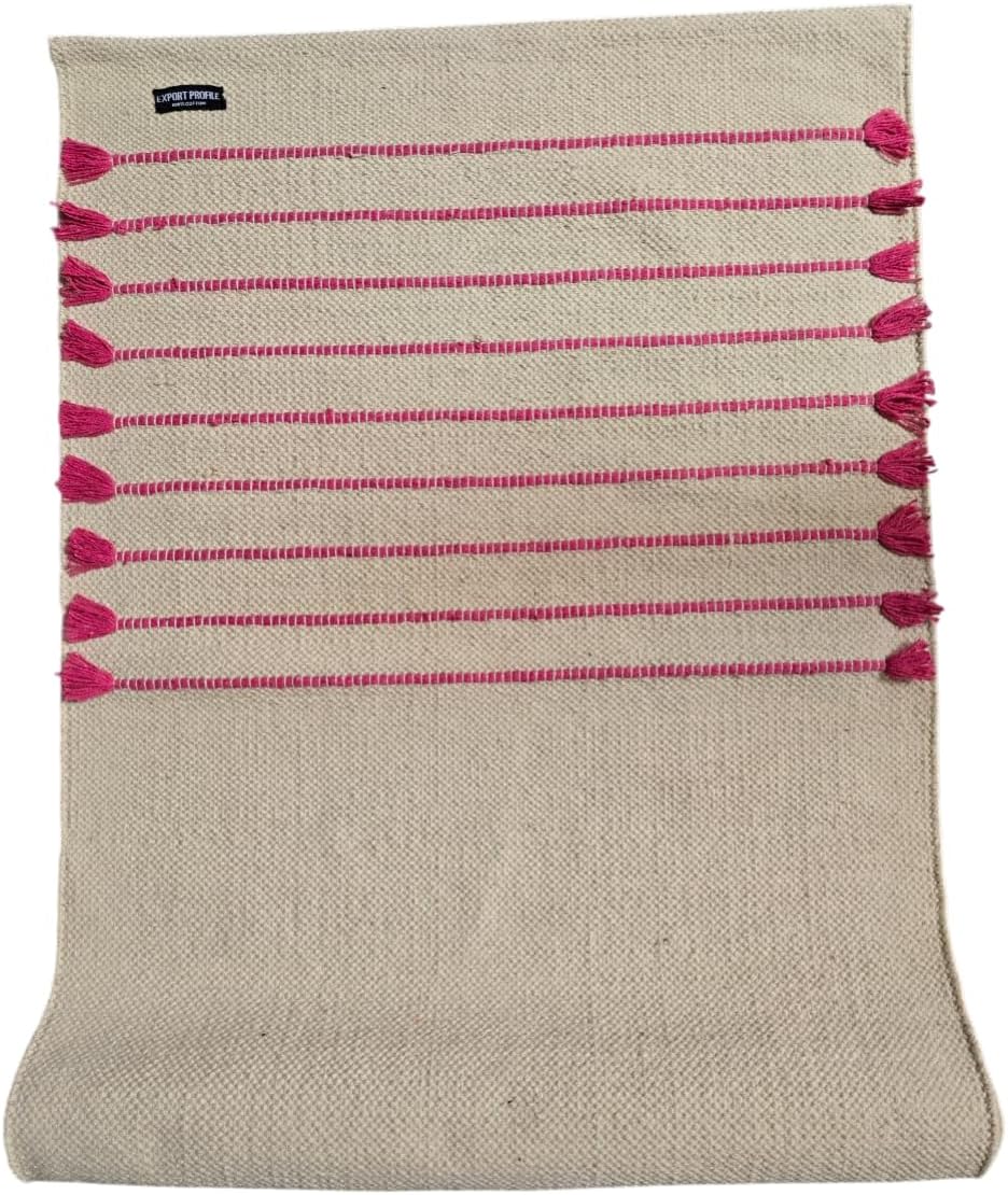 Indian Handmade100 % Organic Anti Skid Multi Colour Cotton Yoga Mat - Eco-Friendly Hand-Woven Rug - Non-Slip & Thick (24”x72”x5mm) for Hot yoga & Everyday Fitness at Home - Comfortable & Foldable Extra-Long Mat