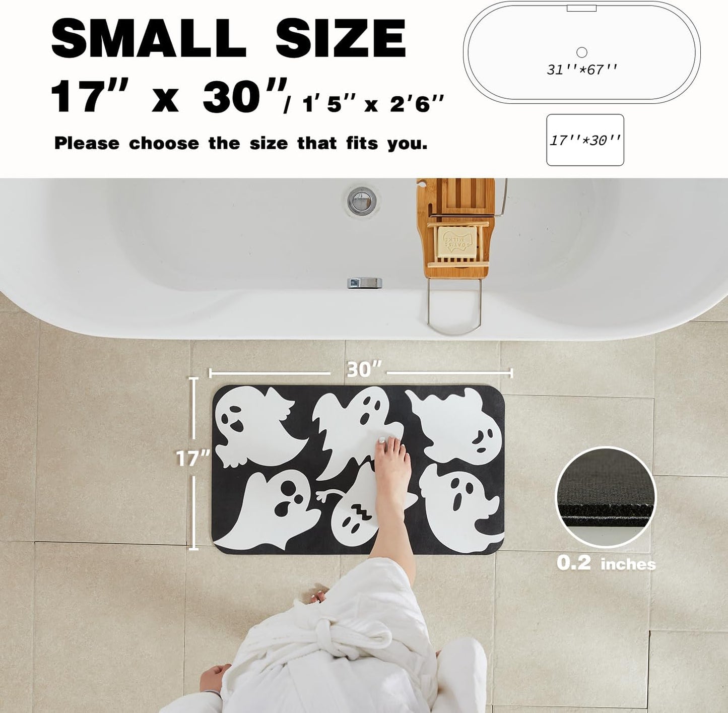 TYUU Bath Mat, Bathroom Rugs Non Slip Washable Thin Absorbent Quick Dry Bath Mat Fits Under Door Bathroom Floor Mat Perfect for Bath, Shower, or Sink 24"x36" Dark Grey