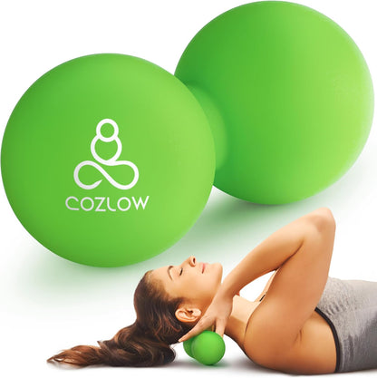 COZLOW Double Lacrosse Silicone Massage Ball - Cobalt Blue - Peanut Trigger Point Roller for Mobility, Deep Tissue Therapy, Myofascial Release - Acupressure Tool for Muscle Pain Relief