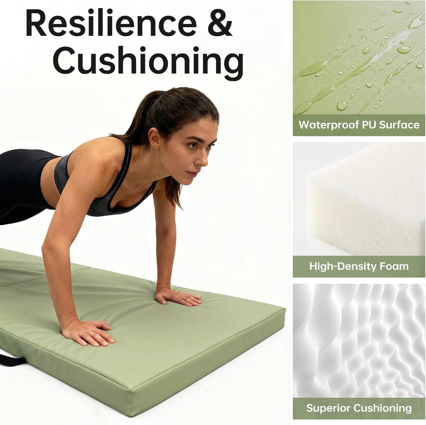 Foldable Yoga Mat, 2 Inches Extra Thick Non-Slip Design Fitness Mats,Better cushioning and shock-absorbing Multi-Purpose Exercise Pilates Mat for Home Studio-72 x 24 x 2"