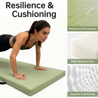 Foldable Yoga Mat, 2 Inches Extra Thick Non-Slip Design Fitness Mats,Better cushioning and shock-absorbing Multi-Purpose Exercise Pilates Mat for Home Studio-72 x 24 x 2"