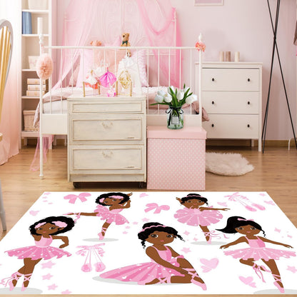 Black Girl Area Rug for Bedroom African Black Girls Floor Rugs for Living Room Playroom Cartoon Art Home Decor Soft Yoga Mats for Women Afro Purple 47" x 31" (2.7 x 3 Feet)