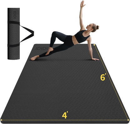 Large Yoga Mat (6'x 4') - Extra Long and Wide Workout Mat for Men and Women, Non-Slip POE 0.32''/0.4'' Thick Fitness Mat, Eco-Friendly Exercise Mat for Home Workouts, Ideal for Yoga and Pilates