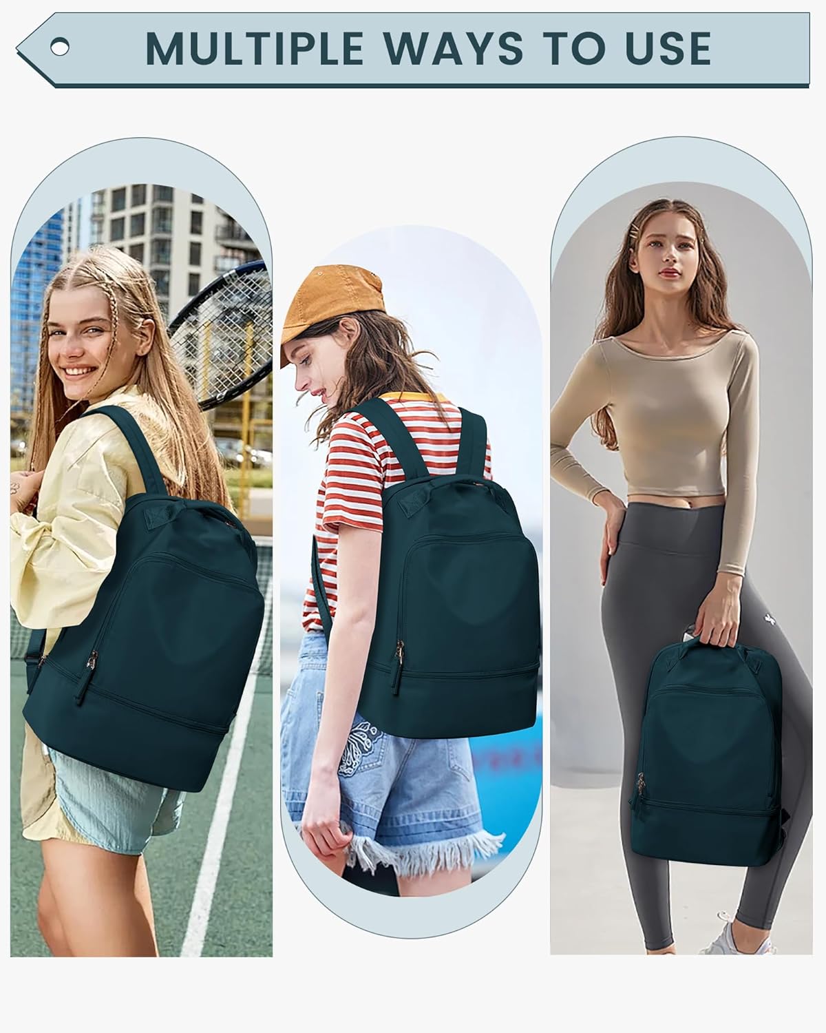 Gym Backpack for Women Men,Cheer bag,Lightweight Gym Bag with Shoe Compartment, Waterproof Sports Backpack with Wet Pocket, Black