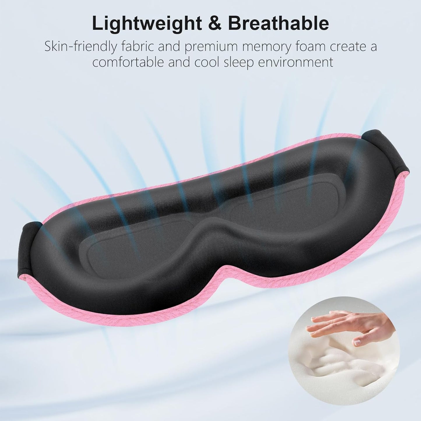 Gritin 100% Blackout Sleep Eye Mask for Women Men, Zero Pressure Sleeping Mask - Ergonomic Design 3D Cutout Eye Movement and Eyelash Friendly Night Blindfold, Ultra Soft Comfortable for Sleeping