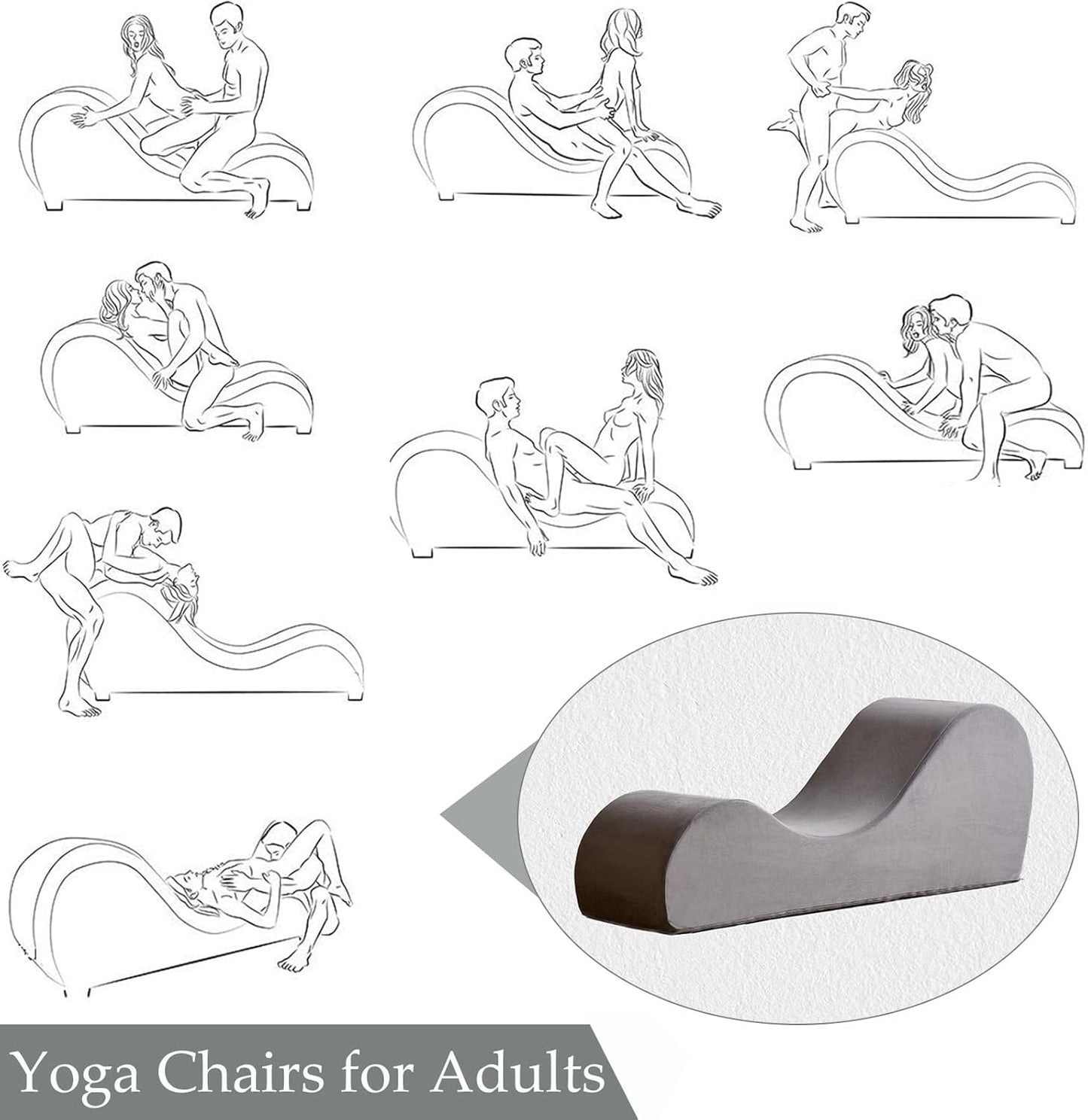 Yoga Chair, Yoga Chaise Lounge Chair Indoor, Yoga Chairs for Adults Exercise, Stretching, Relaxation, Ergonomic Design, Tantra Chair for Bedroom Living Room