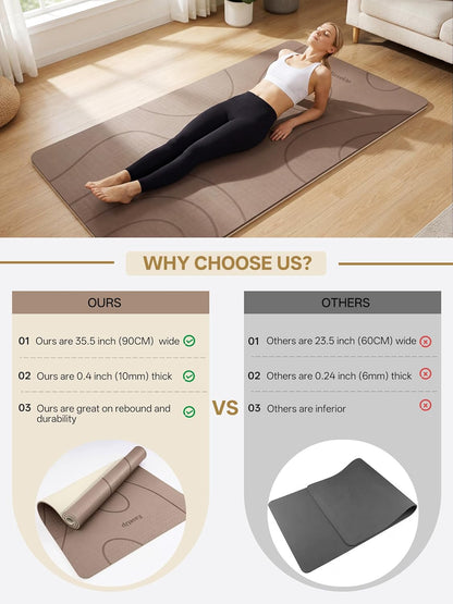 EaseUp Large yoga mat,73’x35.5’x0.4’,extra thick and wide,10mm pilates mat,non-slip exercise mat,workout mats for home gym