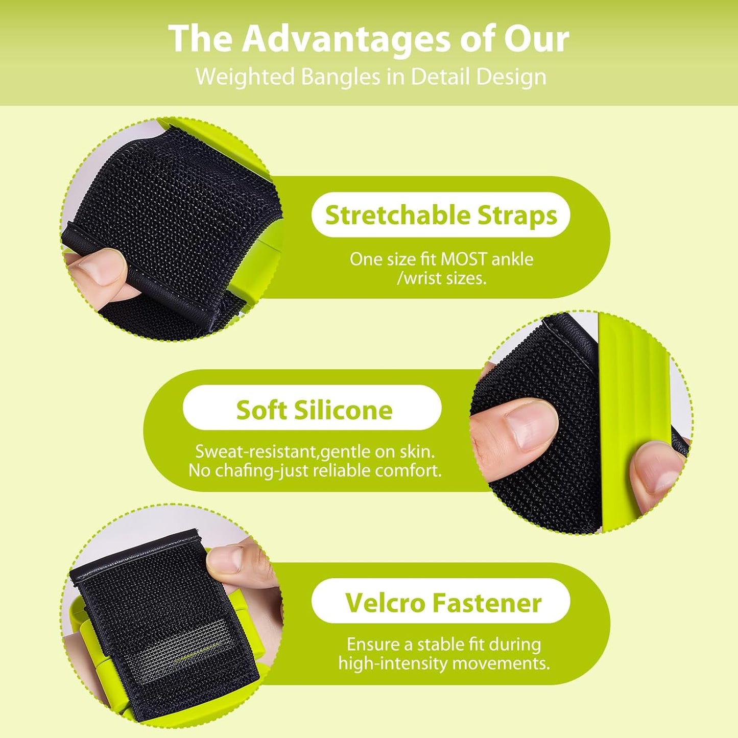 Pilates Wrist and Ankle Weights for Women - Adjustable Weighted Bangles for Men, 2 lbs Weighted Arm Bands Foot Leg Weights for Walking, Yoga, Training, Exercise, Running, Set of 2 (1LB Each)