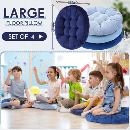 Jerify Floor Pillow Cushions Large Round Square Large Meditation Floor Pillow for Classroom Adult Meditation Picnic Party Seating Learning Daycare School(Square,Mixed Colors,4 Pcs)