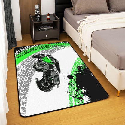 Feelyou Dirt Bike Area Rug 3x5 Kids Extreme Sports Green Honeycomb Living Room Rugs for Bedroom Boys Girls Teens Racing Motocross Rider Decorative Carpet Rug Non-Slip Motorcycle Indoor Floor Mat