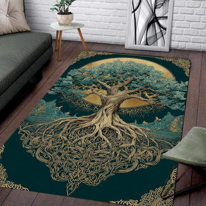 Tree of Life Rug for Living Room Bedroom – Yggdrasil Viking Area Rug Soft Non-Slip Carpet for Indoor Home Décor (Tree of Life Rug 05)
