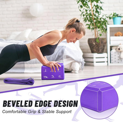 RETON 2 Pack Yoga Blocks and 2 Yoga Straps Set, Soft Non-Slip Yoga Block for Pilates, High Density EVA Foam Yoga Brick with Yoga Strap for General Fitness, Stretching, Improve Strength and Flexibility