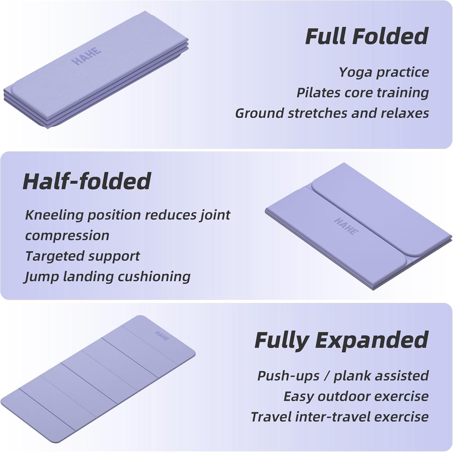 Foldable Yoga Mat,74"Lx32"Wx1/3"Thick,Folding Exercise Mat,Non-slip Wide Pilates Mats for Home Workout/Travel, Portable Yoga Mat Thick for Yoga/Pilates/Camping/Floor Exercises