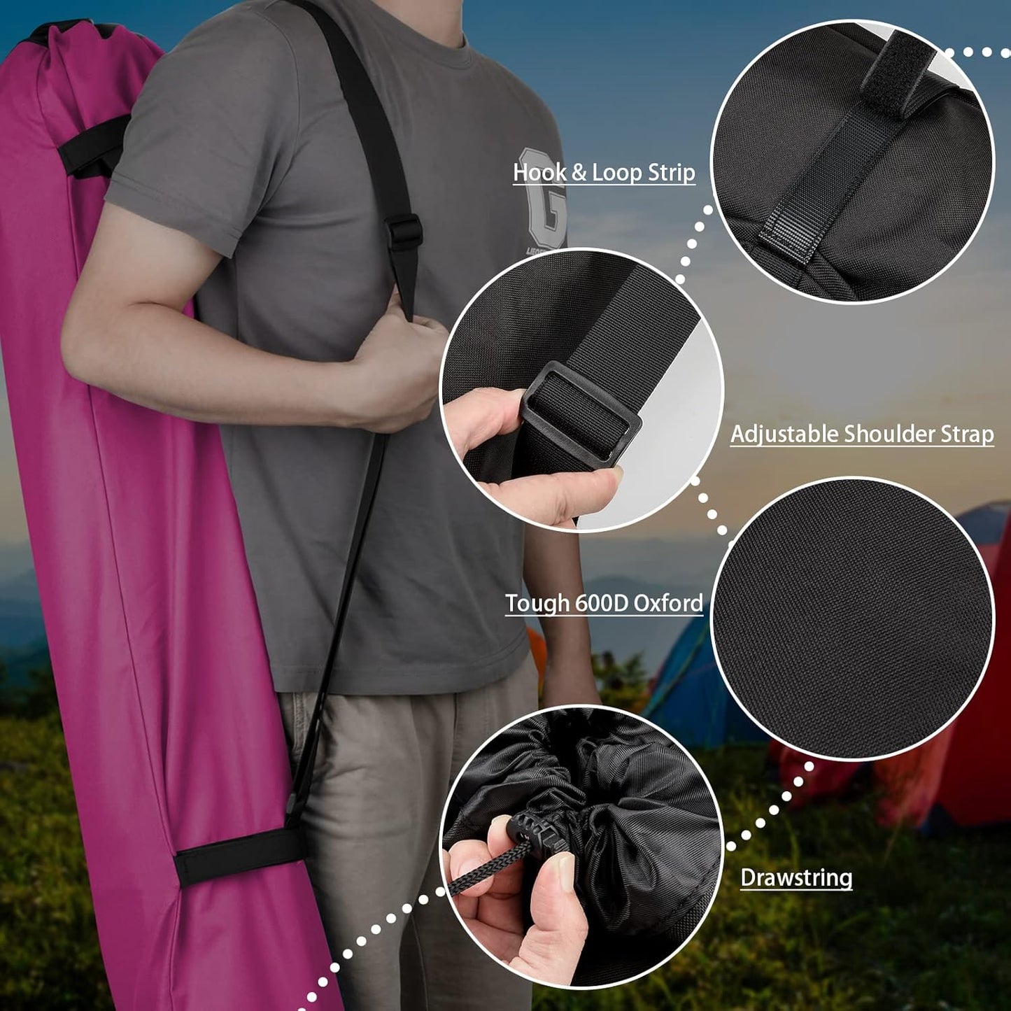 Xxerciz Foldable Camp Chair Replacement Bag Carrying Bag Large Mouth Bag with Shoulder Strap for Outdoor Camping, Heavy Duty Large Storage Folding Chair Bag 48 inches (Chair is not Included)