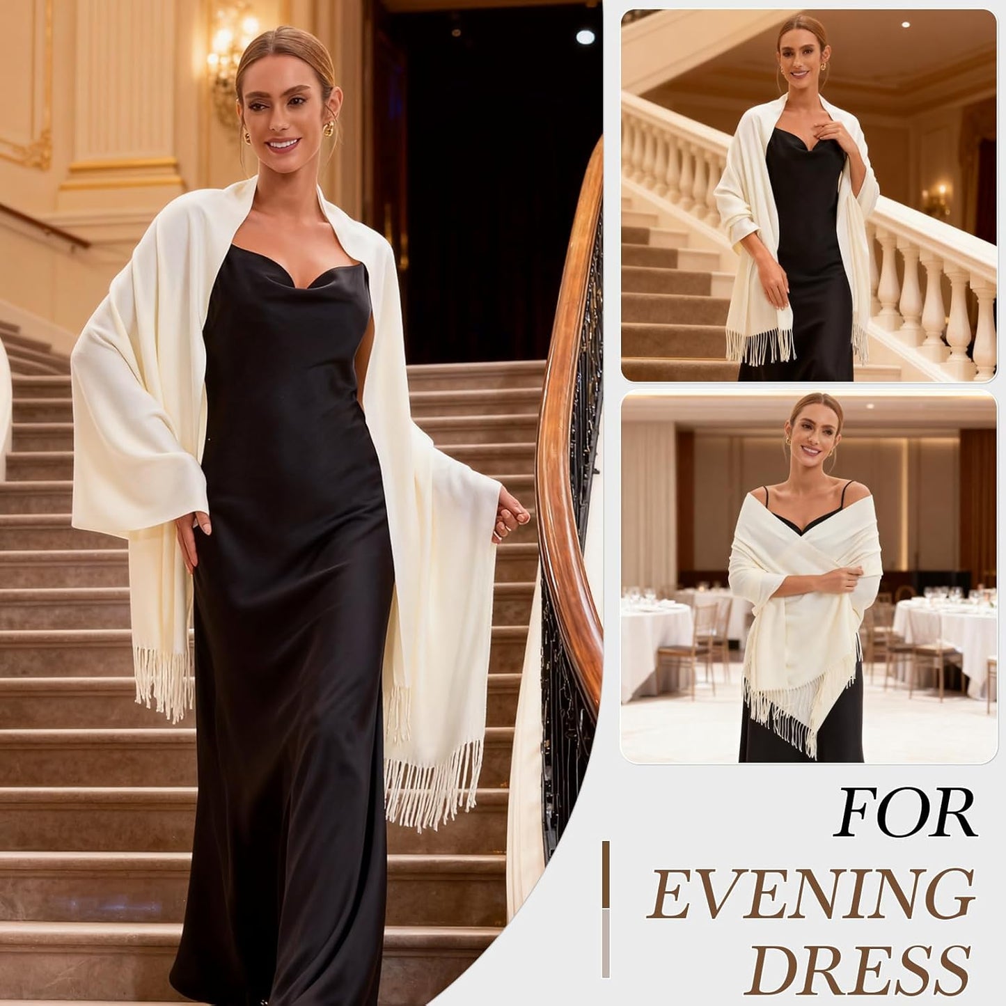 Pashmina Scarf and Shawl - Soft Women Pashminas Wrap for Wedding Evening Party dresses