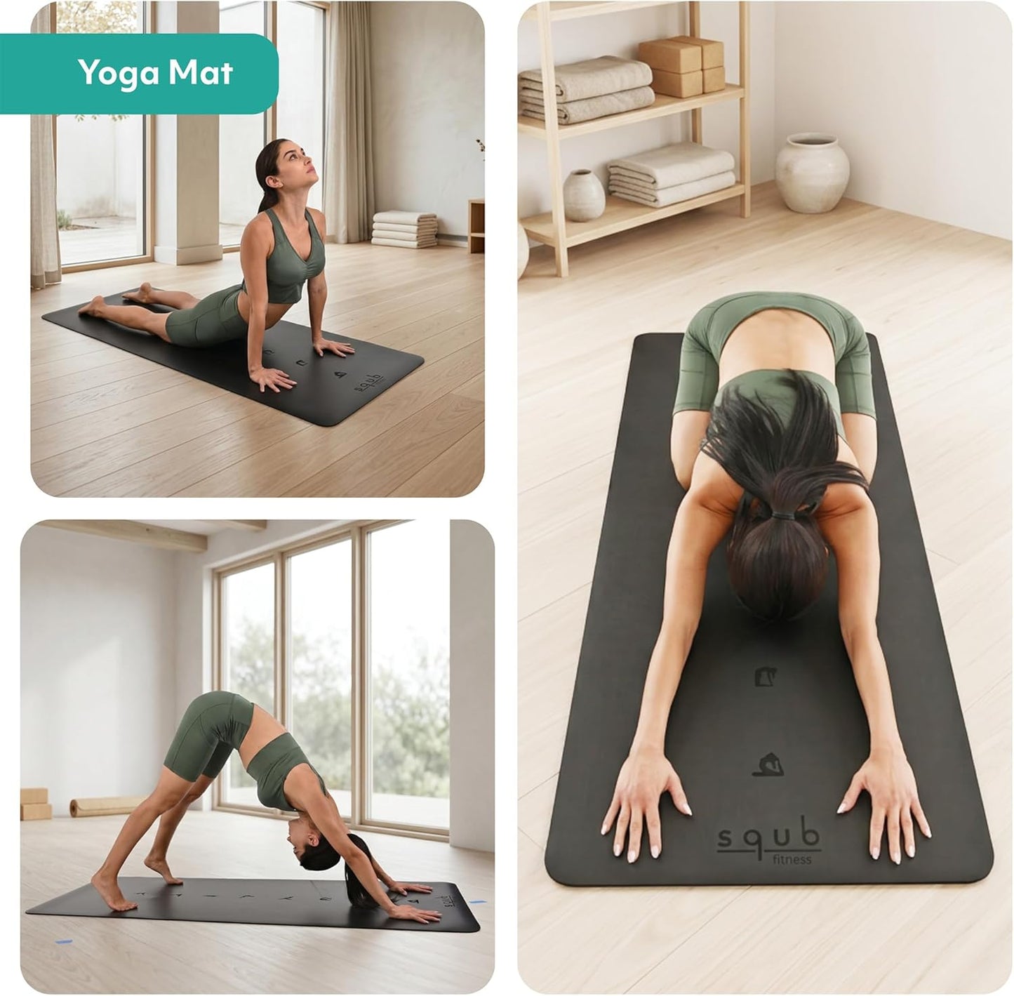 Yoga Mat Thick 5mm – Non Slip Exercise Mat Workout Surface, PU Natural Rubber Grip, Extra Large 183x68 cm Wide Design, Pilates Fitness Training, Includes Strap & Carry Bag
