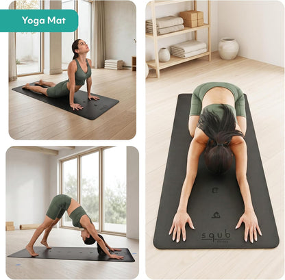Yoga Mat Thick 5mm – Non Slip Exercise Mat Workout Surface, PU Natural Rubber Grip, Extra Large 183x68 cm Wide Design, Pilates Fitness Training, Includes Strap & Carry Bag
