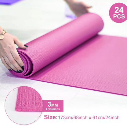 3 mm Thick Yoga Mat Bulk, Non Slip Exercise Workout Fitness Pad for Women Men, Gym Home Yoga Pilates, Easy to Clean, Sturdy PVC