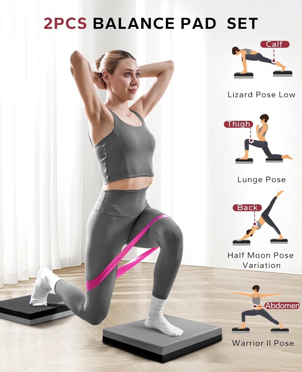 HAPBEAR Exercise Balance Pad - 15"x12" Non-Slip Textured Bottom Stability Training Mat - 2.25" Thick Soft Cushioned Foam for Physical Therapy, Core Training & Home Workouts