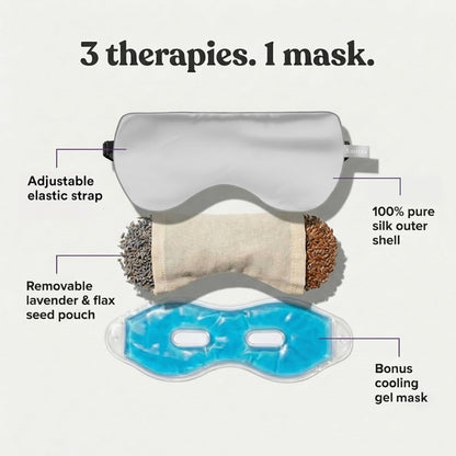 ASUTRA Silk Eye Pillow for Sleep, Purple - Filled w/Lavender Buds & Flax Seeds, Weighted Eye Mask, Meditation & Light Blocking Blindfold, Cooling Gel Mask Included