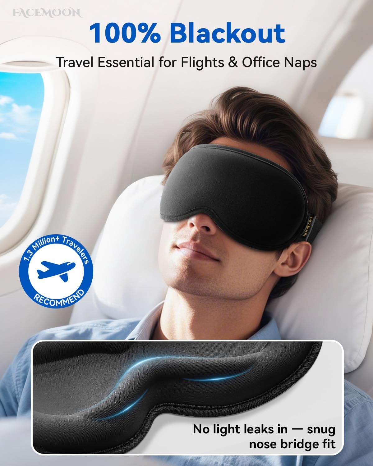 Weighted Eye Mask for Sleeping - 3D Blackout Sleep Mask for Women Men, Zero Eye Pressure, Lash-Friendly, Adjustable Strap, Airplane Travel Essentials for Long Flight & Road Trip, Meditation Mask(Gray)