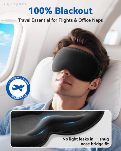 Weighted Eye Mask for Sleeping - 3D Blackout Sleep Mask for Women Men, Zero Eye Pressure, Lash-Friendly, Adjustable Strap, Airplane Travel Essentials for Long Flight & Road Trip, Meditation Mask(Gray)