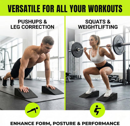 pack of 2 Squat Wedge, Supportive Foot Wrist Exercise Wedge for Squat, Yoga, Pushup, Balance, Stretch, Strength, Pilates, Plank, Physical Therapy - EVA Riser Block for Men & Women
