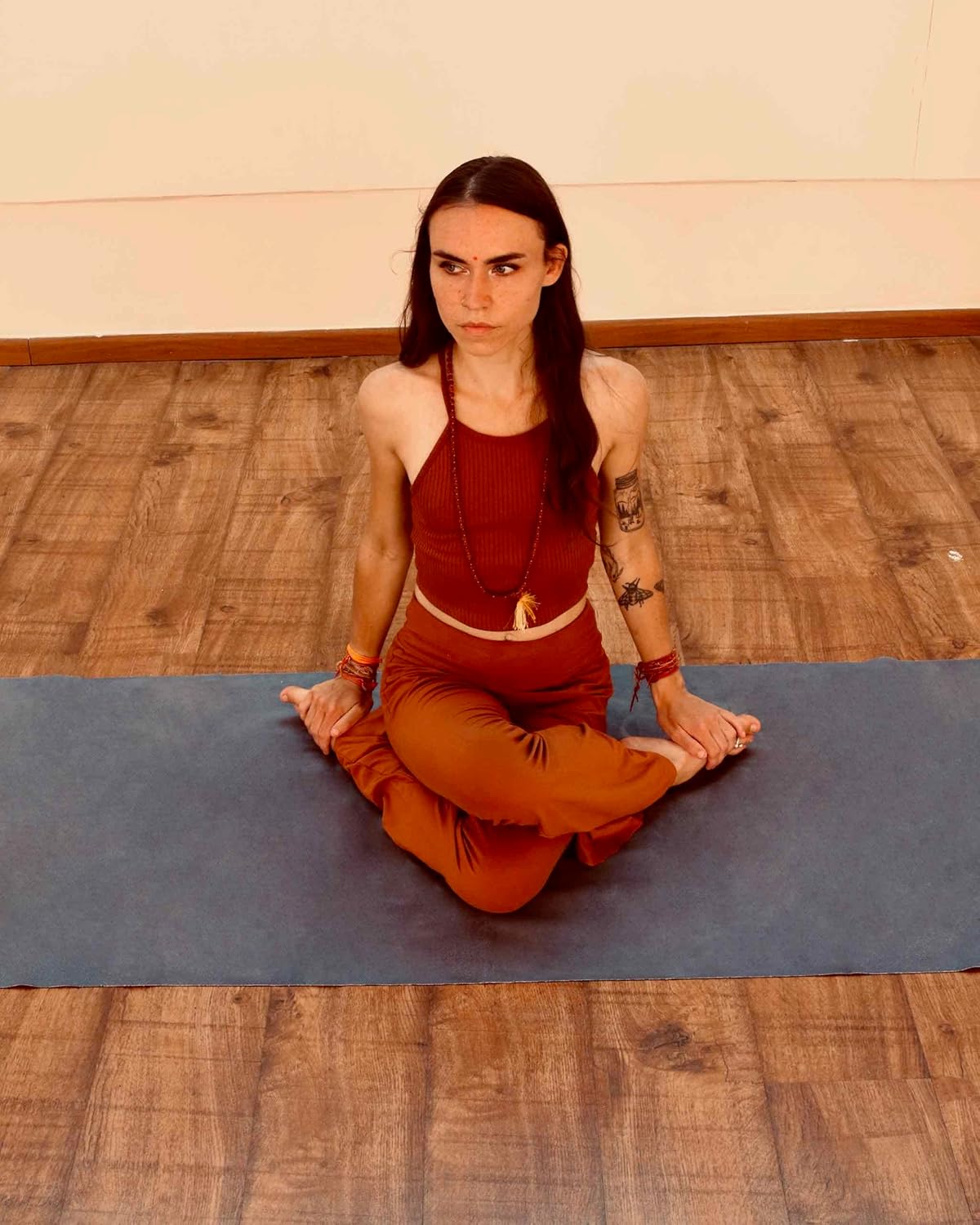 Travel Yoga Mat 1.5mm | Foldable, Lightweight Mat | Use for Travel, Backpacking, Yoga Retreat, Outdoors, Gym, Pilates, Machine Washable, Eco-Friendly
