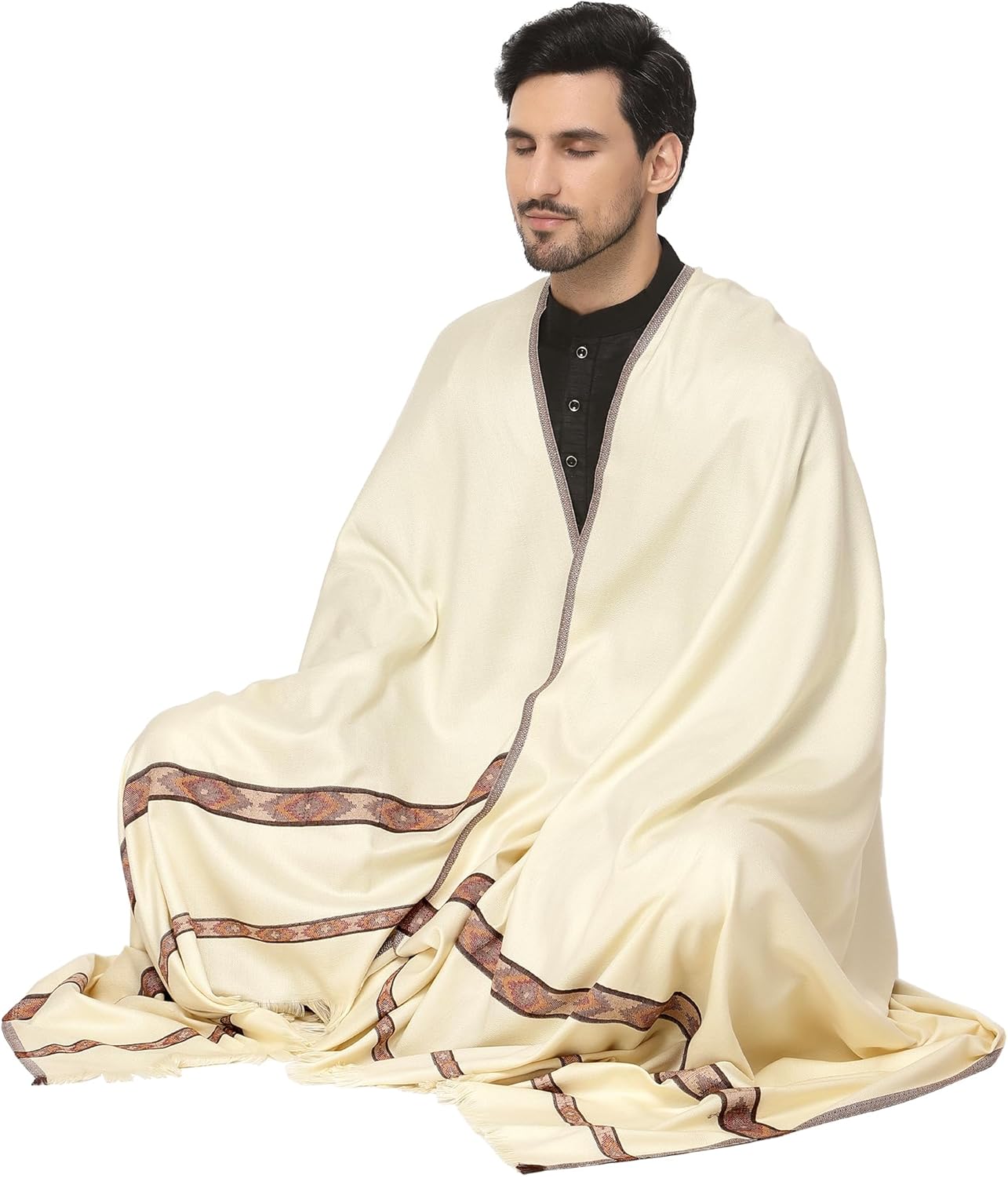 Weavers Villa Meditation Shawl/Wrap, Oversize Scarf or Stole. Unisex