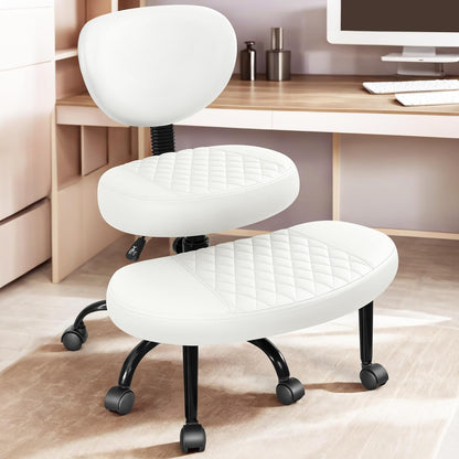 AtHope Ergonomic Cross Legged Office Chair with Wheels - Adjustable Height for Meditation, ADHD Desk & Yoga - Wide Criss Cross Design with Lumbar Support, Kneeling Chair - Black