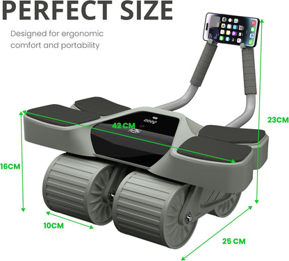 2026 New 4-Wheel Abdominal Roller with Elbow Support : Latest Upgraded High-Performance Exercise Machine With Automatic Rebound, Multi- layered Anti-Slip Design with Built-in Workout Tracker