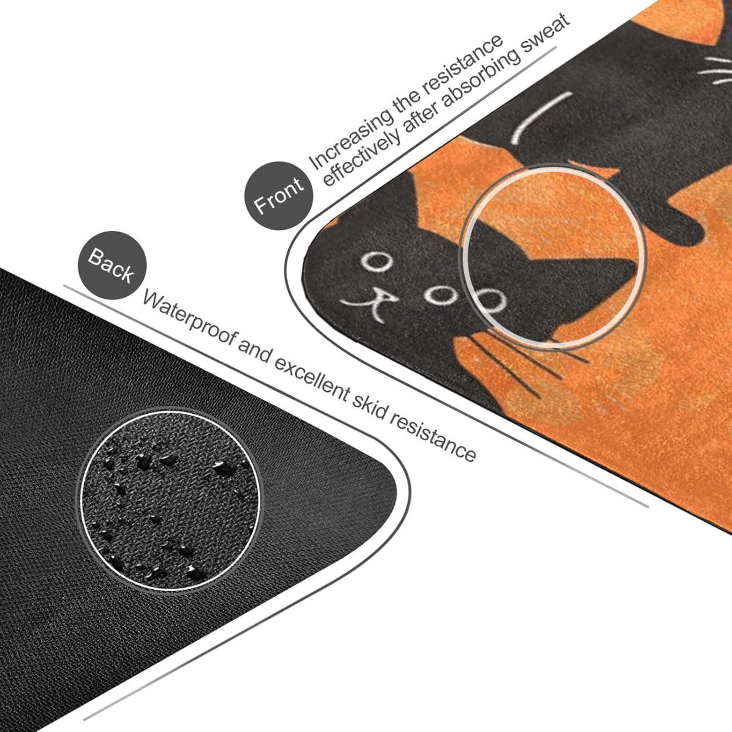 Black Cats Silhouette Yoga Mat for Home Workout Fitness Mat for Women Non Slip Exercise Mats with Storage Bag