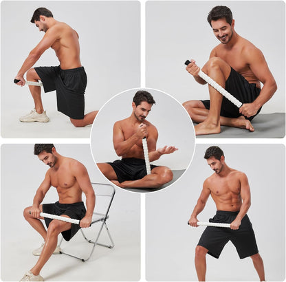 Muscle Roller Massage Roller Stick- Deep Tissue Fascia Blaster for Myofascial Pain Relief, Lymphatic Drainage & Body Sculpting, Handheld Physical Therapy & Recovery Tool (Gray black-18 inch)
