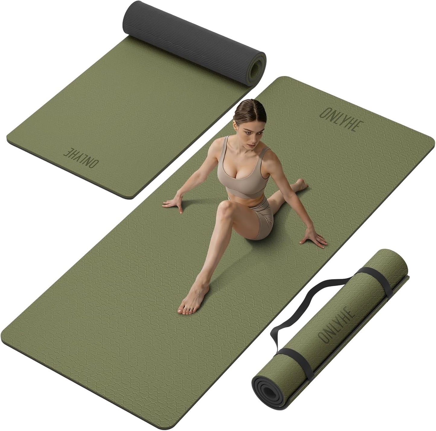 Yoga Mat Thick(10mm) Exercise Mat Non Slip Anti-tear,72"x35" Extra Large Pilates Mats for Home Workouts, Gym & Floor Stretching with Carrier Strap