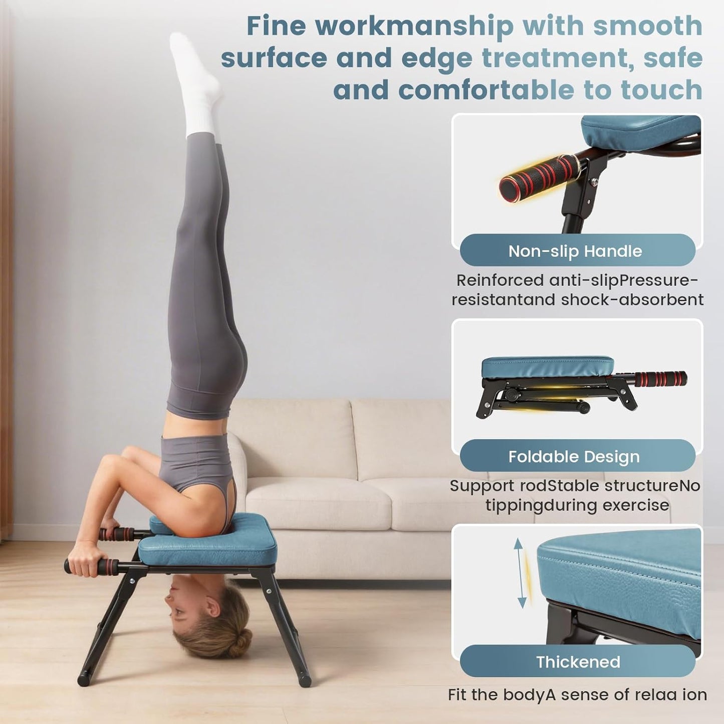 Yoga Headstand Bench, Stand Yoga Chair for Balance Training, Core Strength Building, Upside Down Chair for Relaxation, Handstand Trainer Inversion Chair for Home Gym