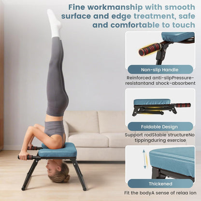 Yoga Headstand Bench, Stand Yoga Chair for Balance Training, Core Strength Building, Upside Down Chair for Relaxation, Handstand Trainer Inversion Chair for Home Gym