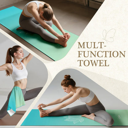 Yoga Towel with Corner Pockets Non Slip Hot Yoga Towel 24" x72" for Hot Yoga, Pilates Fitness,Sweat,Bikram,Workout,Non Slip Sweat Absorbent Hot Yoga Towels (Purple with Non-Slip Grip Dot)