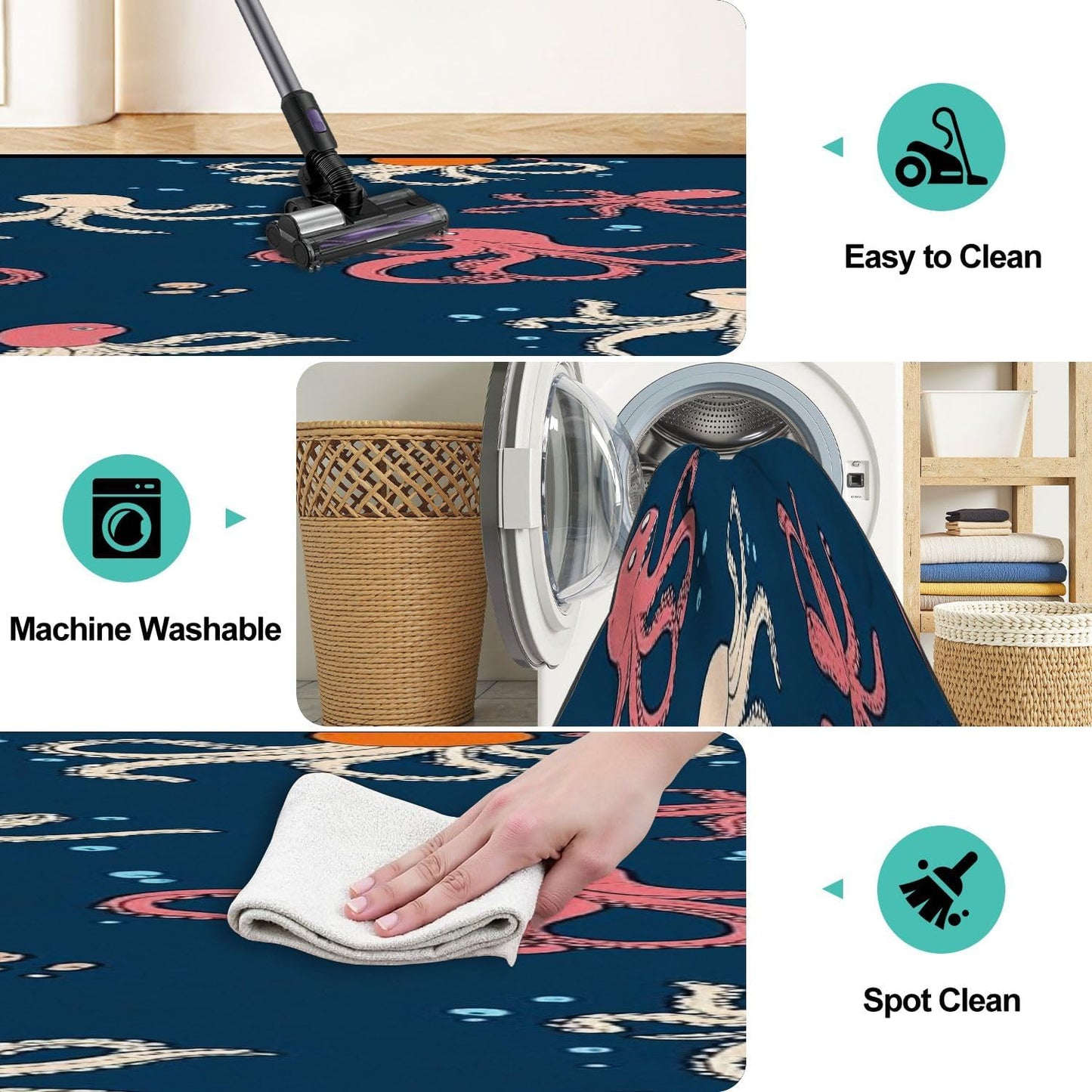 Runner Rug Washable 2x6 Seamless Pattern Fish Swimming Against Current Against Crowd Non-Slip Hallway Area Rug Indoor Outdoor Home Decor for Entryway Bathroom Kitchen Carpet Yoga Floor Mat