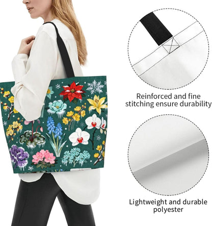 Tote Shoulder Bag Large Durable Reusable Eco-friendly Handbag Lightweight Stylish for Daily Use-19.7x15.7x5.9 Inch - Colors B