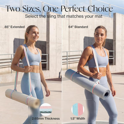 Tumaz Yoga Mat Strap [MAT NOT Included] (2 Sizes) with Extra Thick & Comfy Delicate Texture, Adjustable Yoga Mat Carrier
