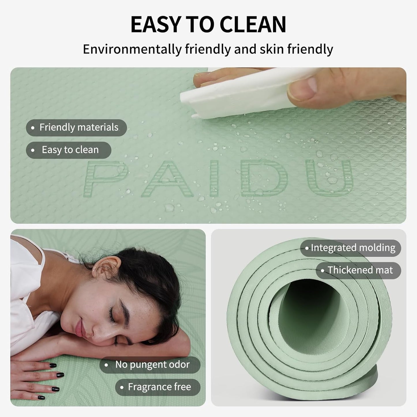 PAIDU Large Yoga Mat-72’x36’x0.4’ Extra Width ＆ Thick,Comfortable,Non-Slip Exercise Mat-Works Great on All Floor for Stretching,Yoga Studio,Gym or Home Workouts