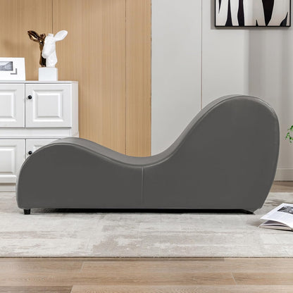 PUREMIND Yoga Chair, Curved Yoga Chaise Lounge for Adult Stretching, Exercising and Relaxing, Indoor Lounge Chair with Adjustable Head Cushion for Living Room Apartment and Bedroom - Black