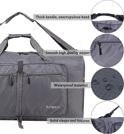 Woogwin Travel Duffel Bag Large Foldable Waterproof Overnight Bag for Beach Swim Bags Pool Sports Gym