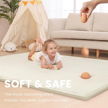 Baby Play Mat for Floor,1.3" Thick Memory Foam Tummy Time Mat,Soft Coral Velvet Nursery Rug,Large Non Slip for Crawling,Toddlers,Infants,Kids,Yoga & Tatami Style for Living Room(Dark Gray)