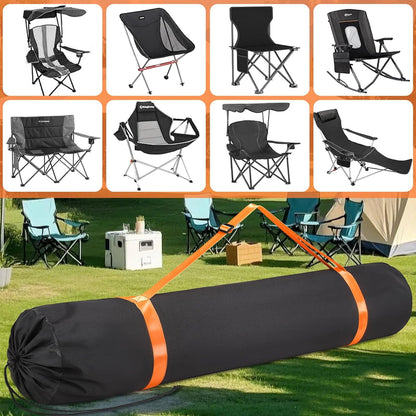 TOBWOLF Extra Large Portable Chair Bag, 51"x11" Folding Camping Chair Storage Bag with Shoulder Strap, Heavy Duty Carrying Sack for Foldable Outdoor Lawn Fishing Chairs, Hammock, Tent, Yoga Mat