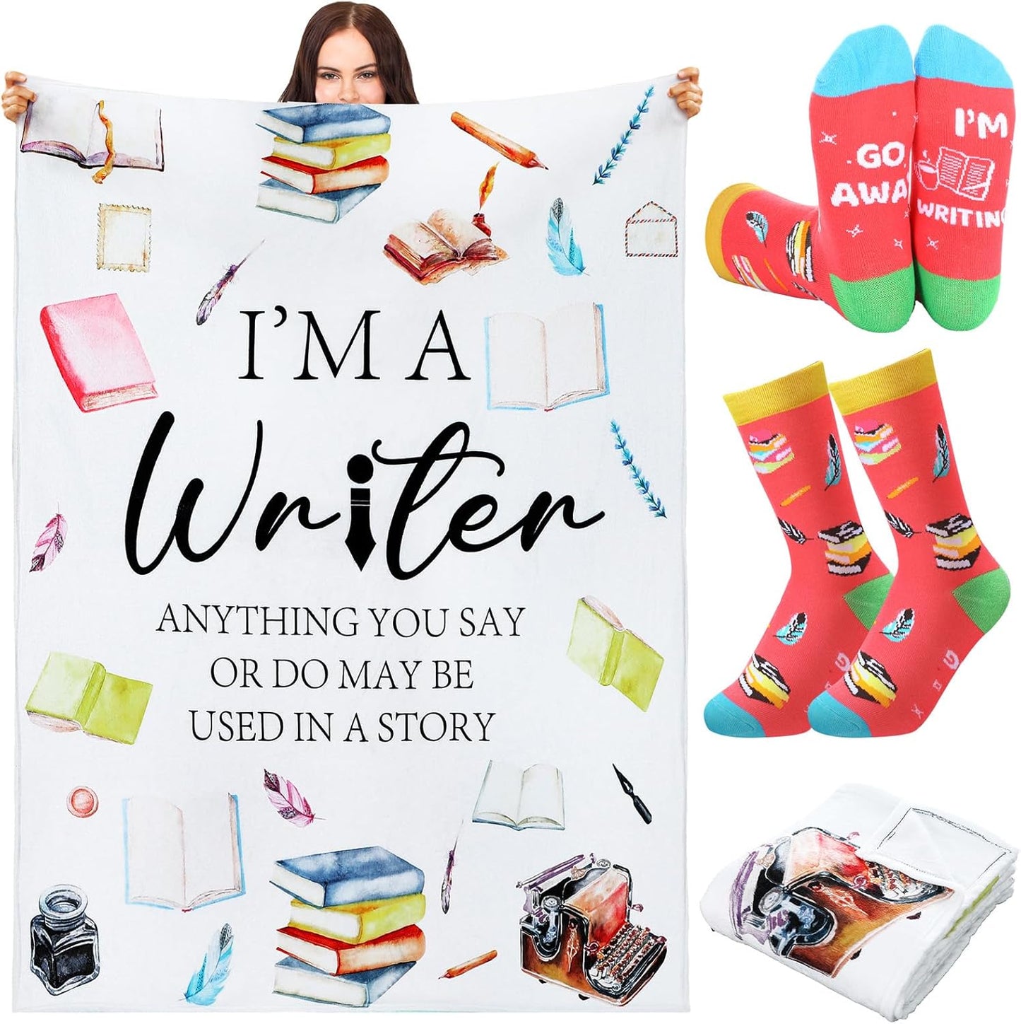 HunnmingRe 2 Pcs Unique Yoga Blanket and Socks Gifts for Yoga Lovers 50" x 60" Restorative Instructor Teacher Mother's Day Birthday Gag Gifts for Meditation Gymnasts Women Girls